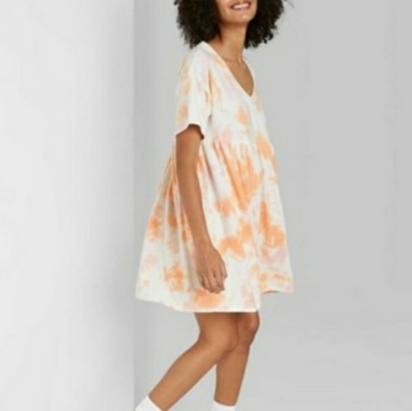 NWT Wild Fable Orange White Tie Dye Dress Sz Small - Picture 1 of 8